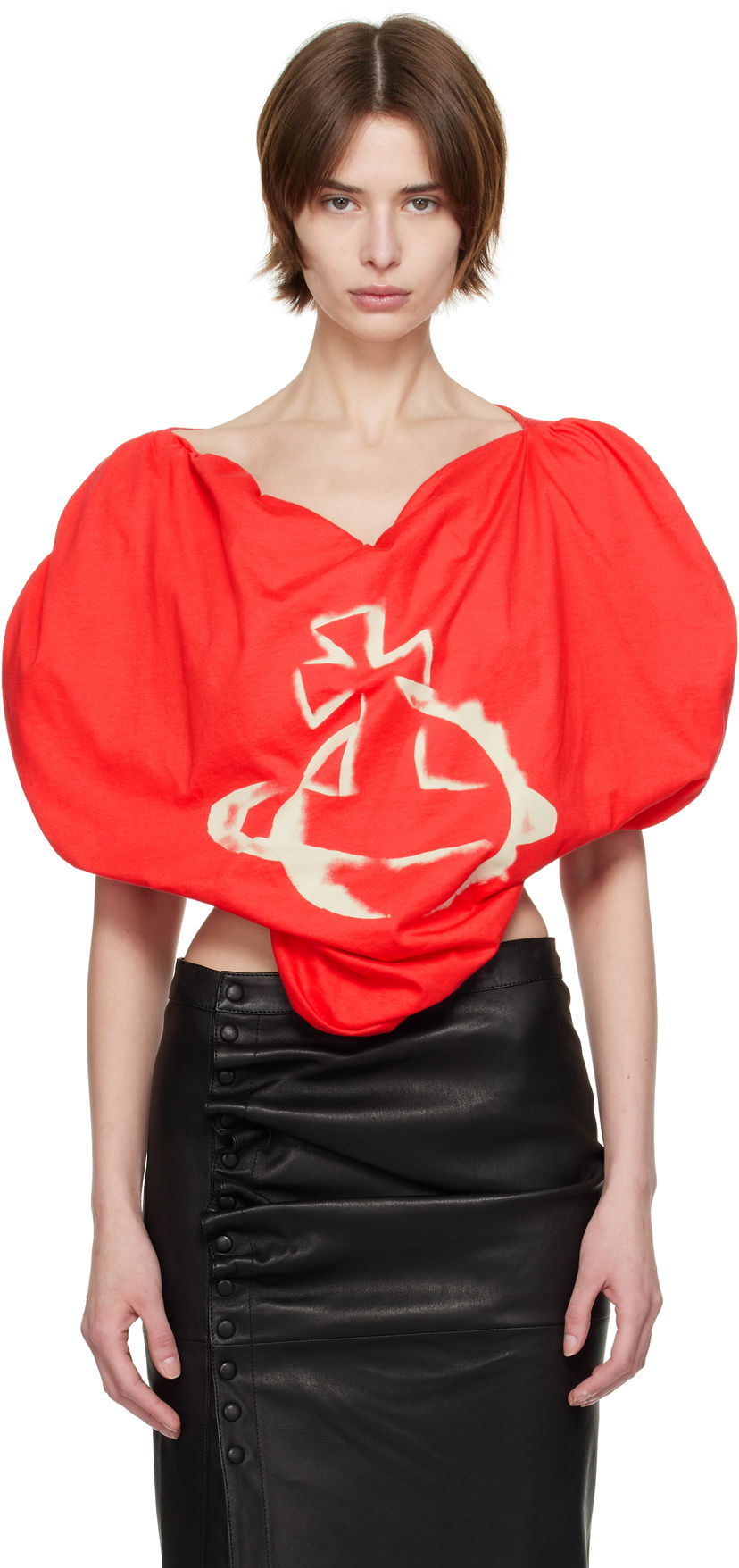 T-paita Vivienne Westwood Vivienne Westwood Stencil Orb Heart Blouse Punainen | 1G01000S-J001M-