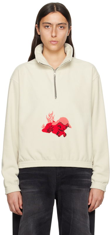 Huppari We11done Pony Fleece Half-Zip Sweatshirt Valkoinen | WD-TS3-23-893-U-WH, 0