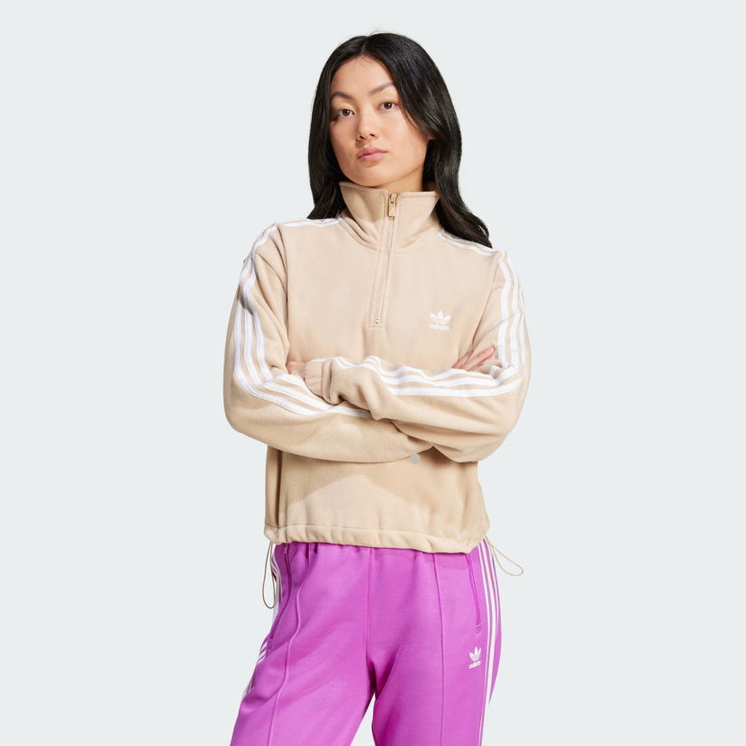 Huppari adidas Performance Fleece Half Zip Loose Sweatshirt Beige | IY7267