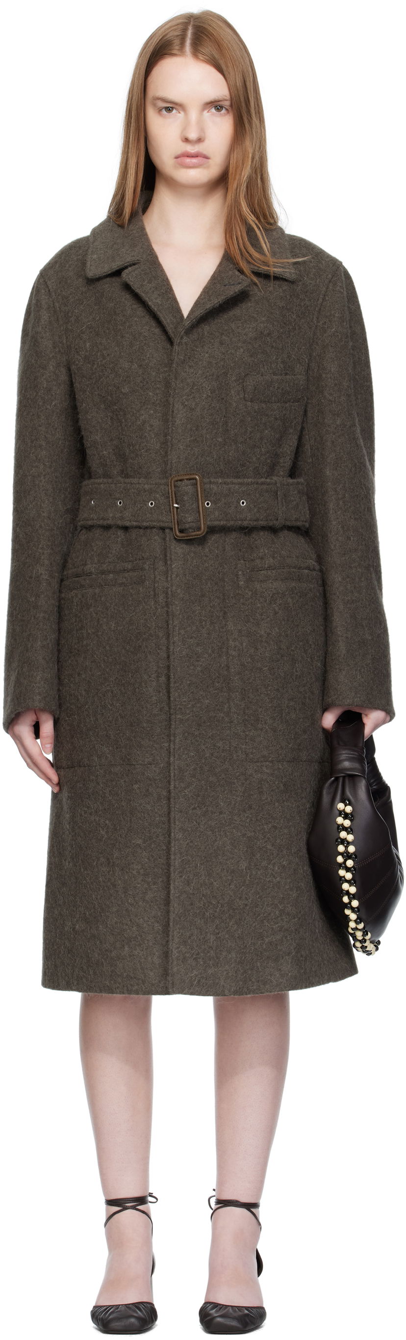 Takit LEMAIRE LEMAIRE Belted Tailored Coat Ruskea | CO1119 LF504