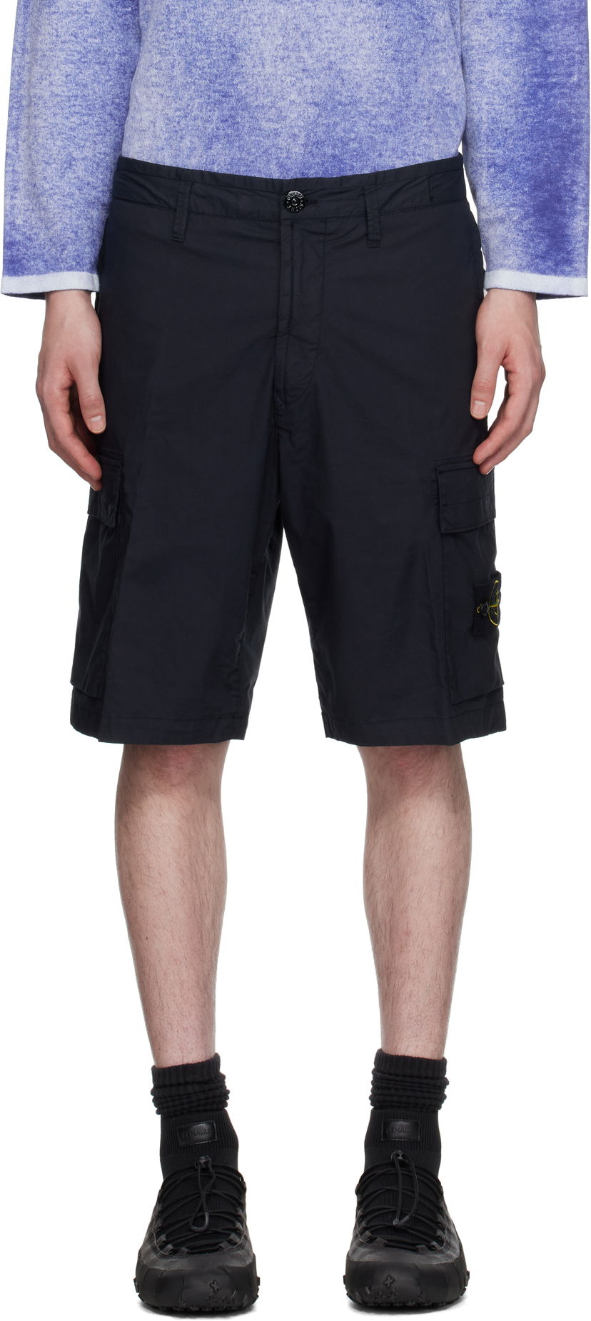 Shortsit Stone Island Stone Island Stretch Cotton Tela Paracadute Shorts Tummansininen | K1S15L100L08S0003