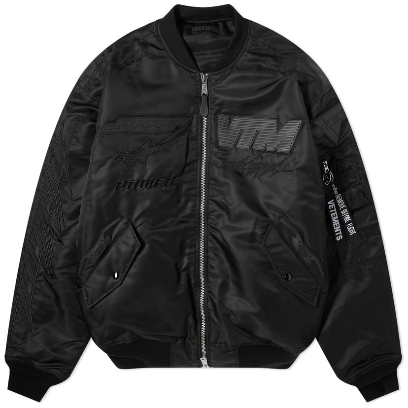 Bomber-takki VETEMENTS Blackout Racing Bomber Jacket Musta | UE64JA920B
