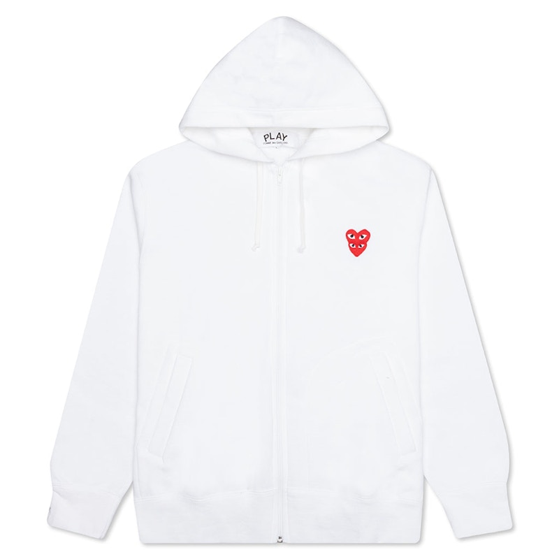 Huppari Comme des Garçons Stacked Heart Zip Hoodie Valkoinen | AZ-T293-051-2