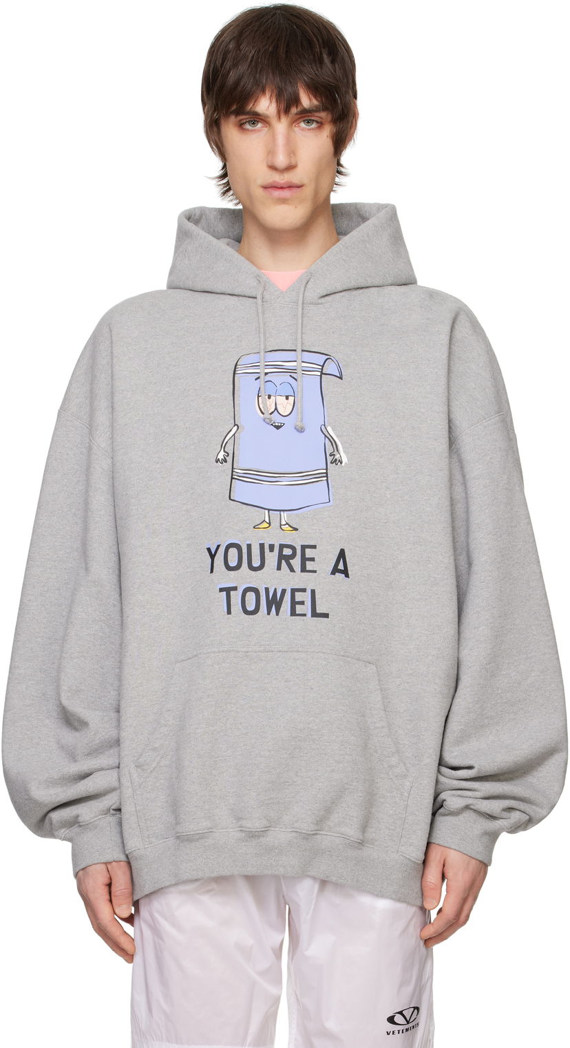 Huppari VETEMENTS Vetements Runway 'You're A Towel' Oversized Hoodie Harmaa | UA66HD680G