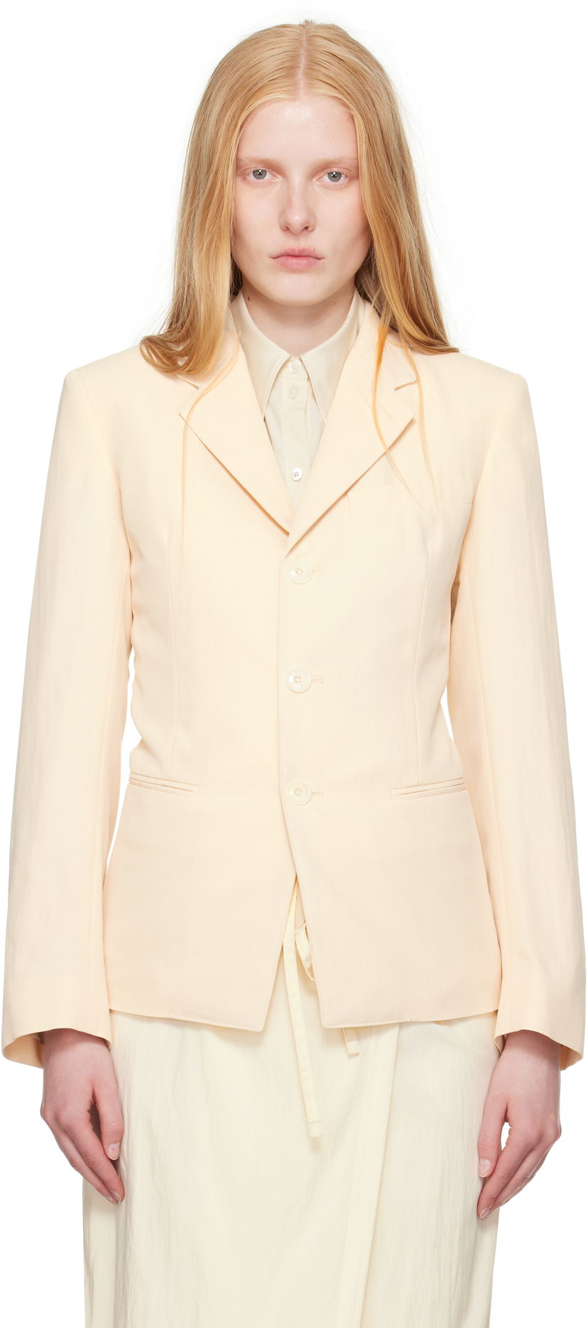 Takki LEMAIRE Lemaire Single-Breasted Fitted Blazer Beige | JA1071 LF1362