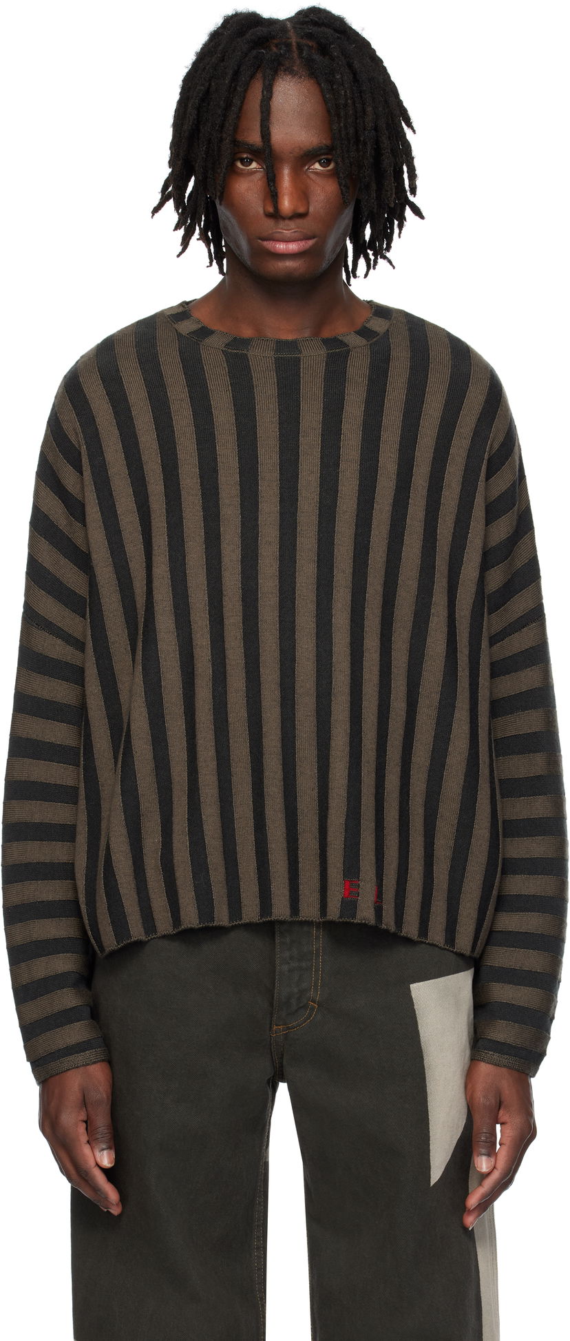 Villapaita Eckhaus Latta Eckhaus Latta Striped Knit Sweater Ruskea | 8026-EL-PS25-B - BOG