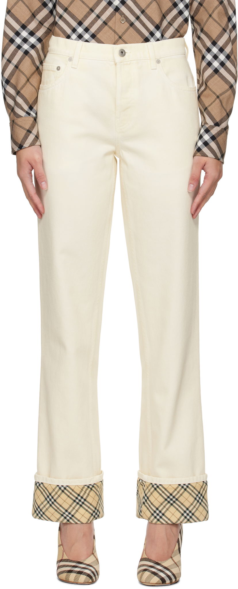 Jeans Burberry Rolled Cuff Jeans Beige | 8099677