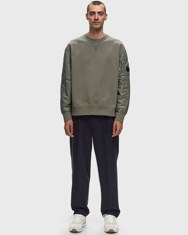 Huppari C.P. Company Diagonal Raised Fleece Mixed Quilted Crew Neck Sweatshirt Harmaa | 17CMSS003A005835M-674, 1