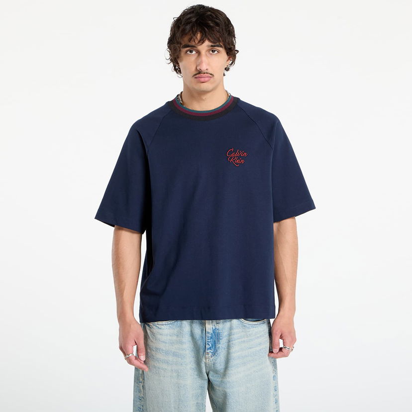 T-paita CALVIN KLEIN Calvin Klein Jeans Men's Tipped Neck T-Shirt Tummansininen | LV04RD237G CEF