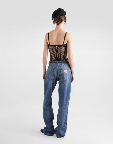 Paita Dolce & Gabbana Dolce & Gabbana Mesh Tulle Corset Top Musta | F7AG8TFLSK8N0000, 2