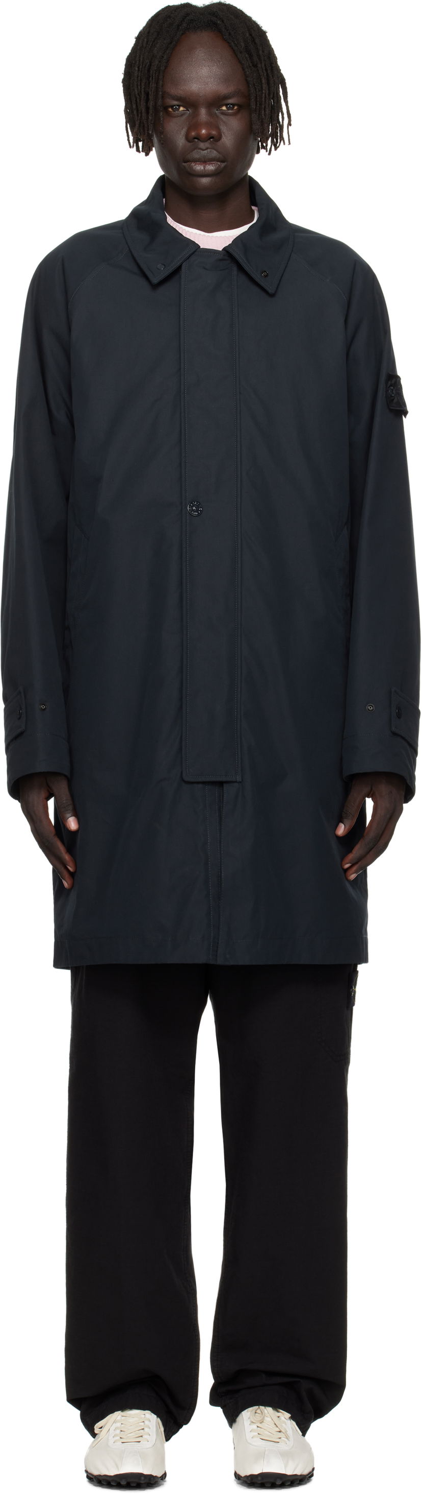 Takit Stone Island Weatherproof Cotton Canvas Long Coat Tummansininen | K2S15 7100018 S00F1