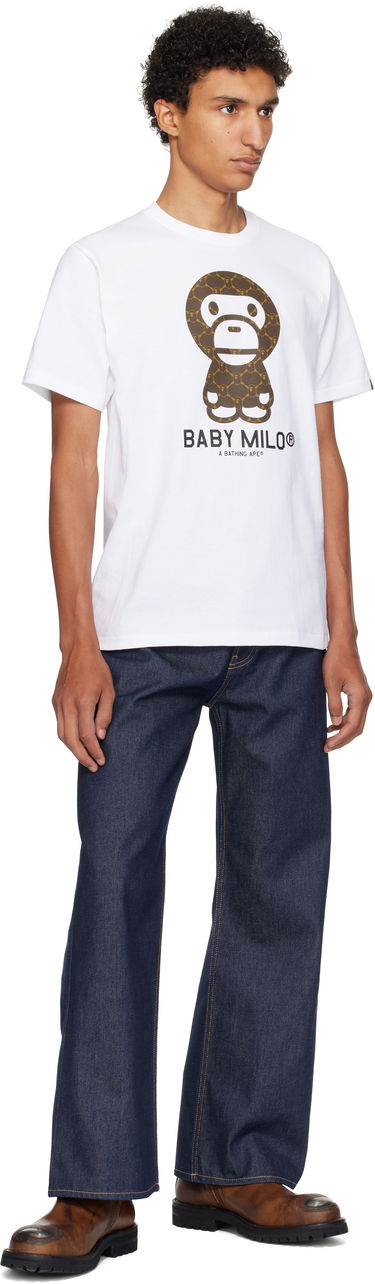 T-paita BAPE BAPE College Monogram Baby Milo T-Shirt Valkoinen | 002TEL301008M, 3