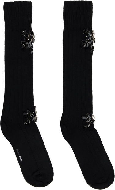 Sukat Simone Rocha Simone Rocha Embellished Rose Knee Socks Musta | SOCK63B 0634, 0