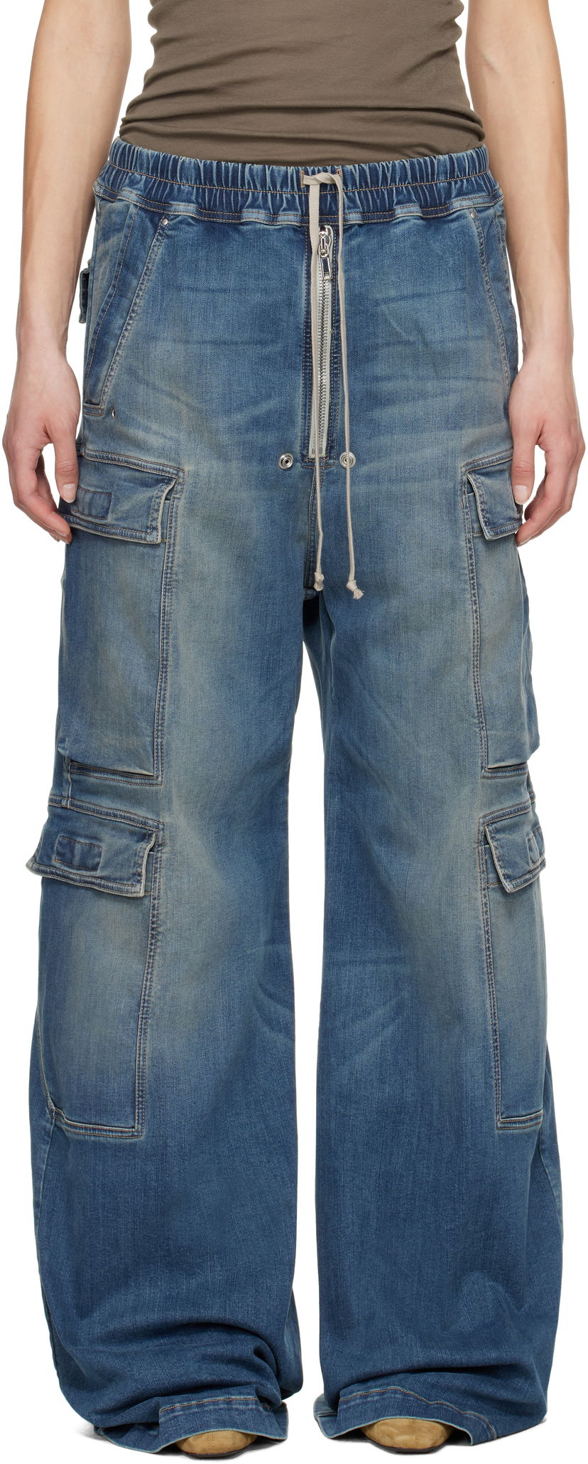 Jeans Rick Owens Rick Owens DRKSHDW Hollywood Jumbo Belas Denim Cargo Pants Sininen | DS01E3324 SDWB