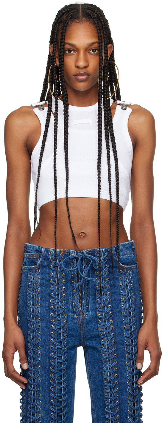 Crop top Jean Paul Gaultier Gaultier Strapped Crop Tank Valkoinen | 24/25-U-DB032-J054-01