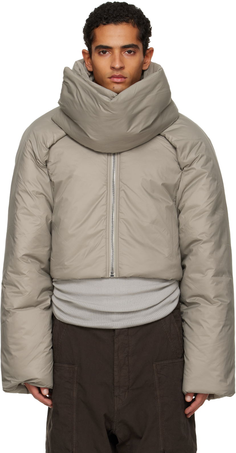 Puffer takki Rick Owens Rick Owens DRKSHDW Concordians Convertible Cropped High-Neck Puffer Jacket Beige | DU02E7777 NP