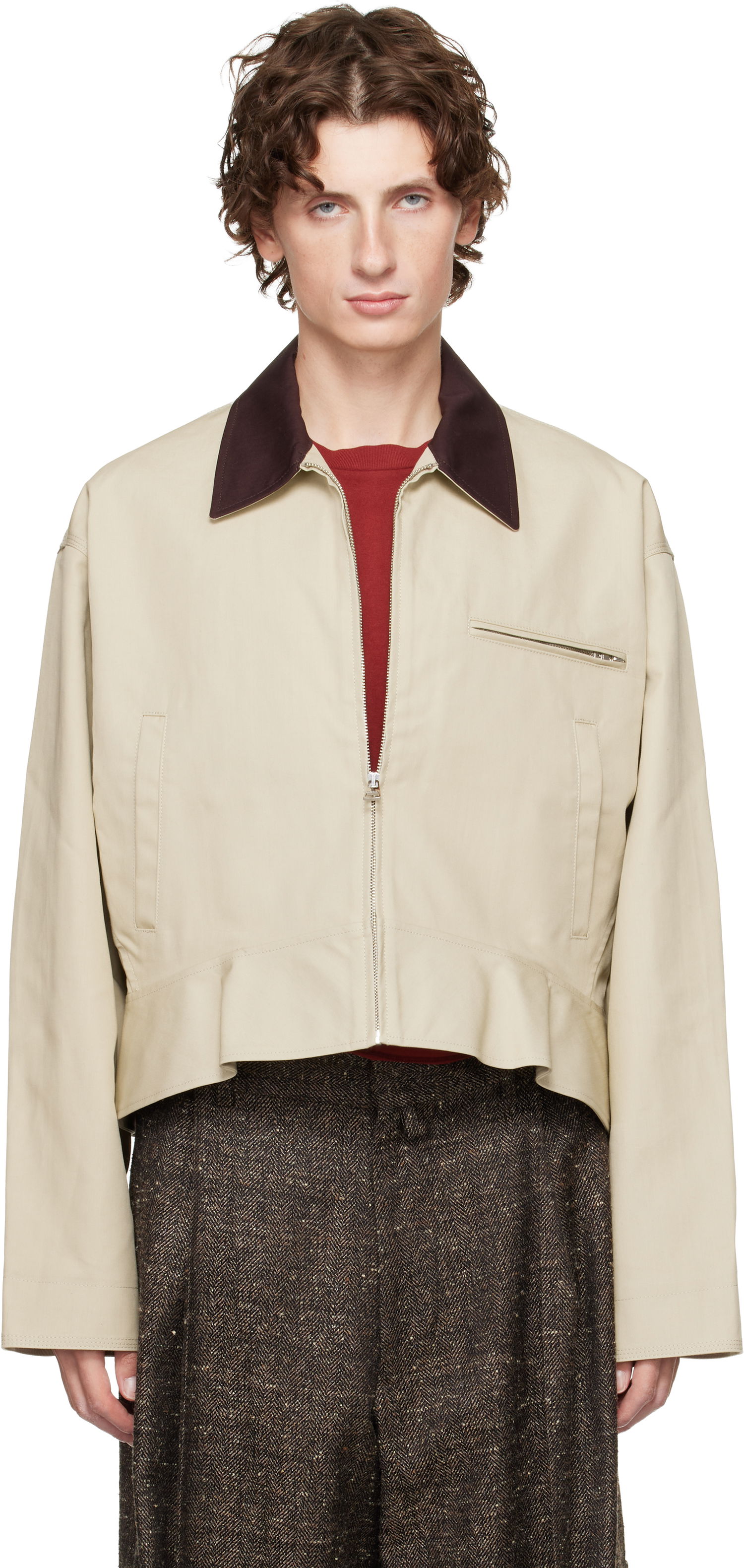 Takki JW Anderson JW Anderson Curved Hem Jacket Beige | JK0413-PG1802, 0