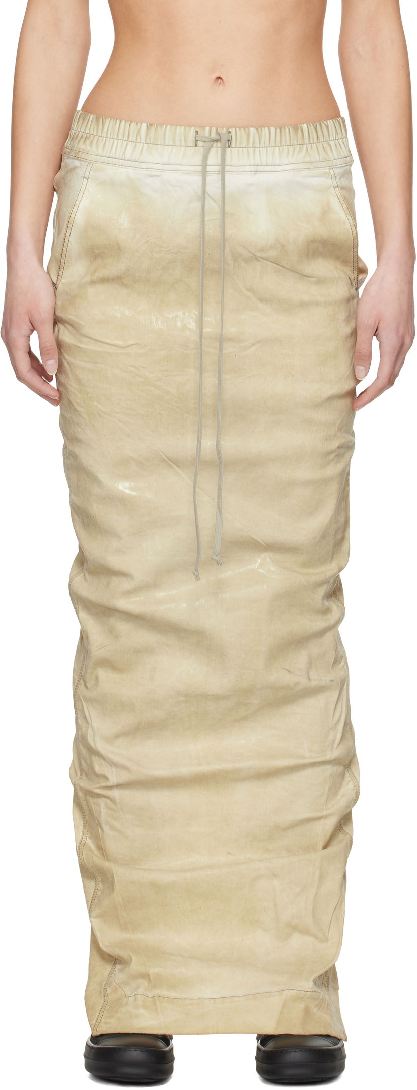 Hame Rick Owens Rick Owens DRKSHDW Hollywood Pull On Pillar Denim Maxi Skirt Beige | DS01E3332 SCF