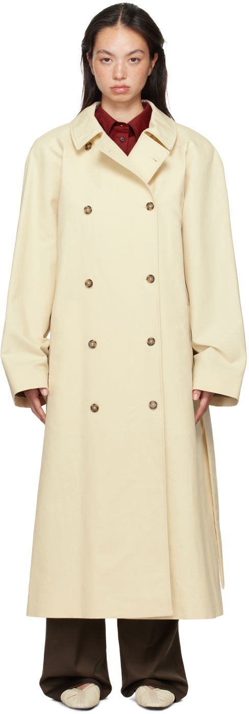 Trenssitakki Loulou de Saison Loulou de Saison Kamina Double-Breasted Trench Coat Beige | KAMINA