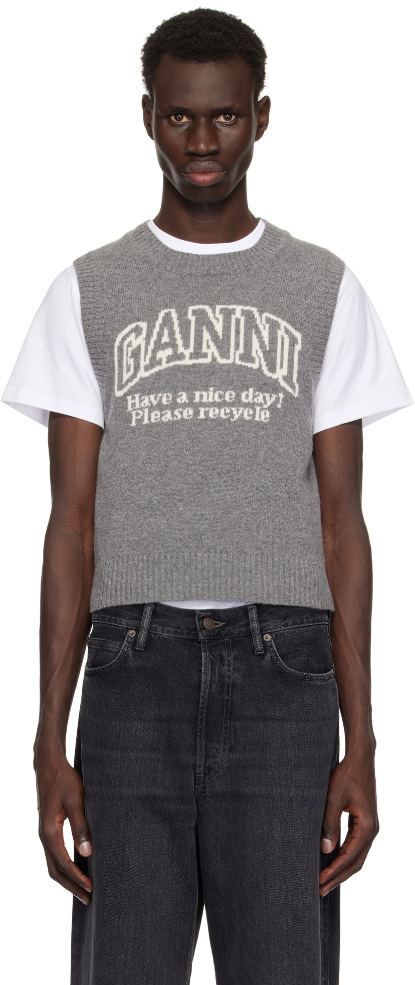 Villapaita GANNI Ganni Graphic Knit Vest Harmaa | K2308