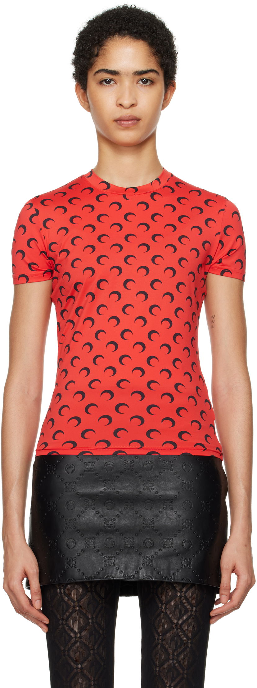 T-paita Marine Serre Short Sleeves T-Shirt with Moon Print Punainen | UTS001A CJER0001