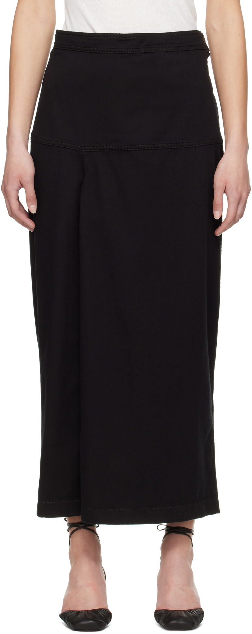 Hame LEMAIRE Lemaire Slit Midi Denim Skirt Musta | SK1046 LD1028