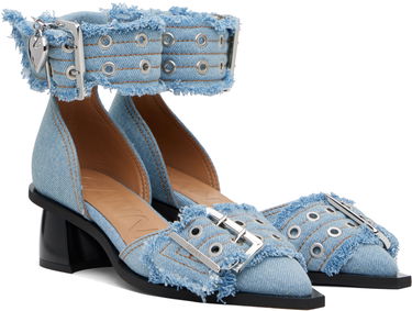 Tennarit ja kengät GANNI GANNI Denim Buckle Open Cut Heels Sininen | S2942, 3