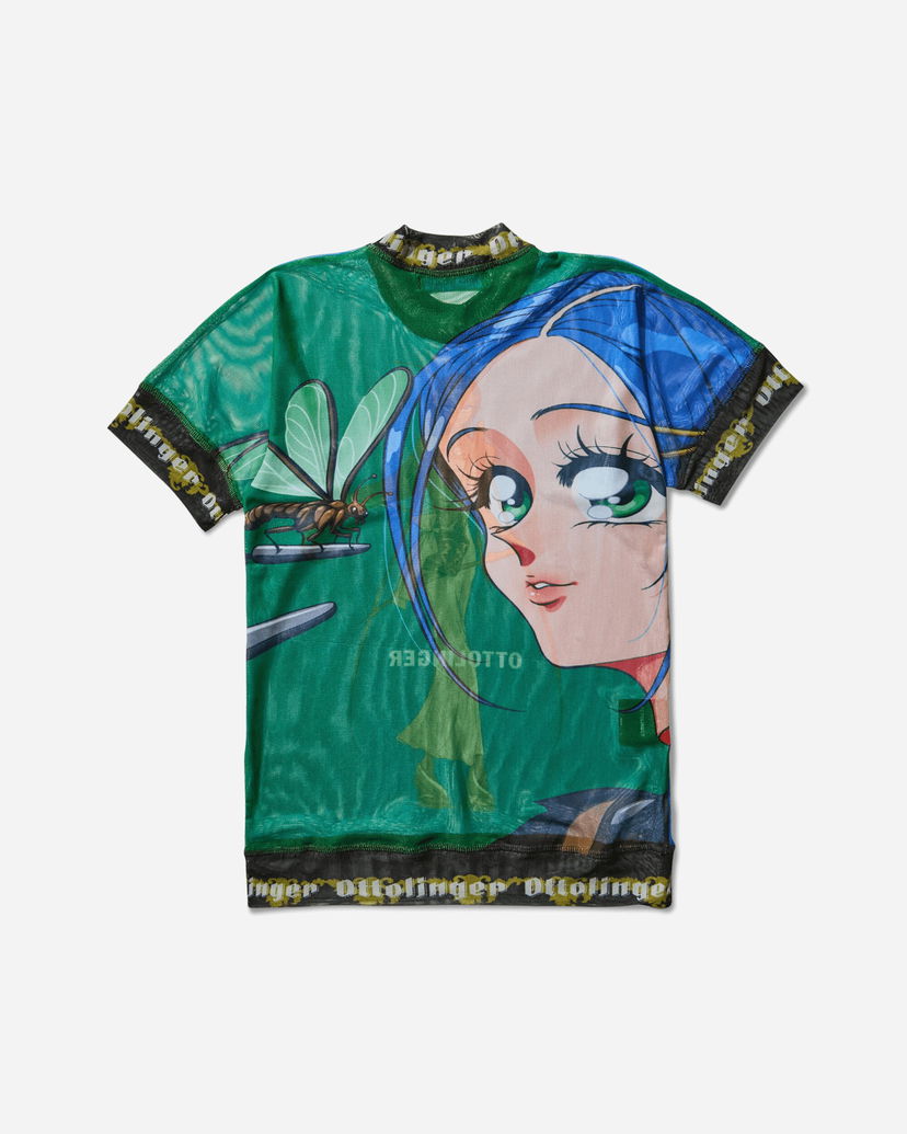 T-paita Ottolinger Julien Ceccaldi Oversized Mesh T-Shirt Vihreä | 10110050102 PRIBLU