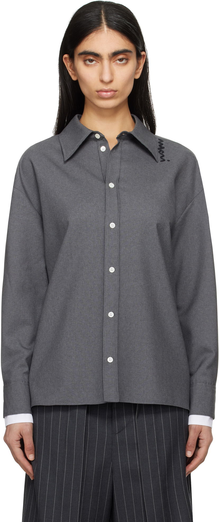 Paita Marni Marni Tropical Wool Shirt Harmaa | CAMA0613QS TW839
