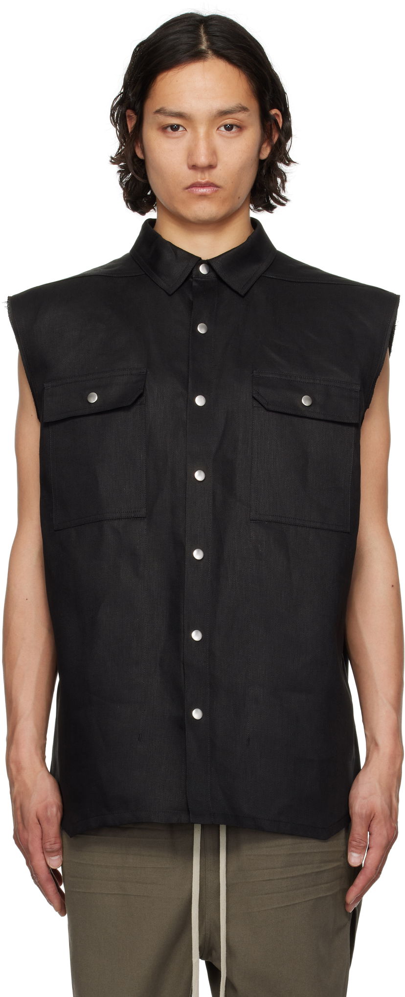 Liivi Rick Owens Rick Owens Hollywood Jumbo Sleeveless Overshirt Musta | RR01E5708 TWL