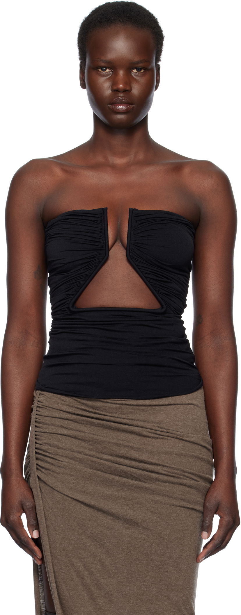 Crop top Rick Owens Rick Owens Hollywood Jersey Prong Camisole Musta | RP01E7124 JN