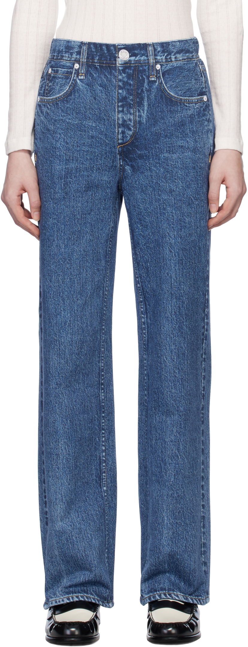 Jeans rag & bone Miramar Wide Leg Fleece Lounge Pants Sininen | WCW24H70058205