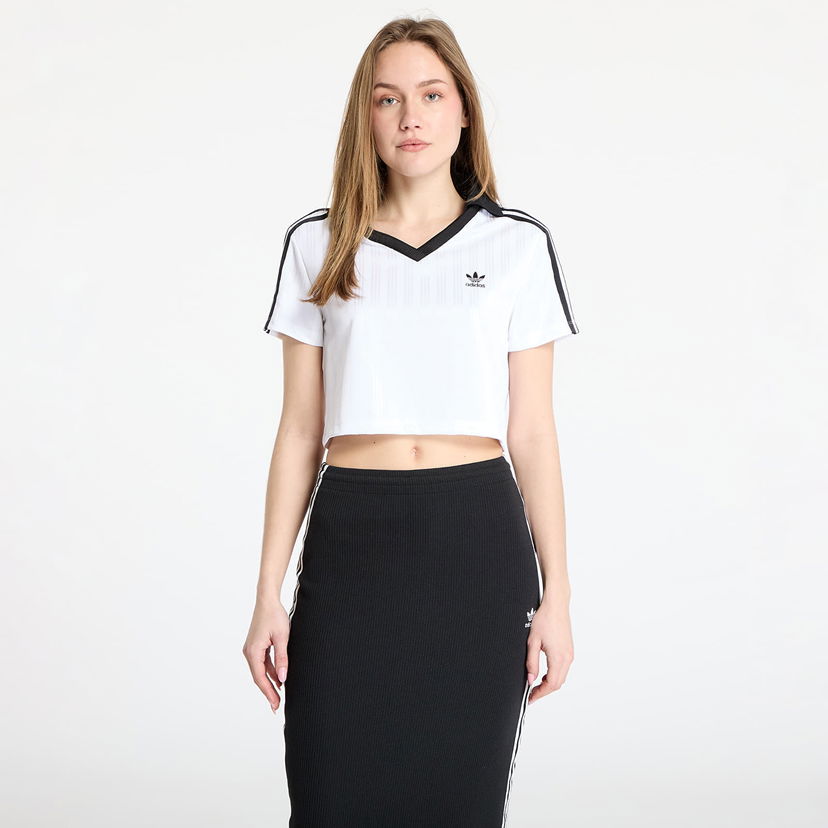 Crop top adidas Originals Cropped V-Neck Polo Shirt Valkoinen | JD2608