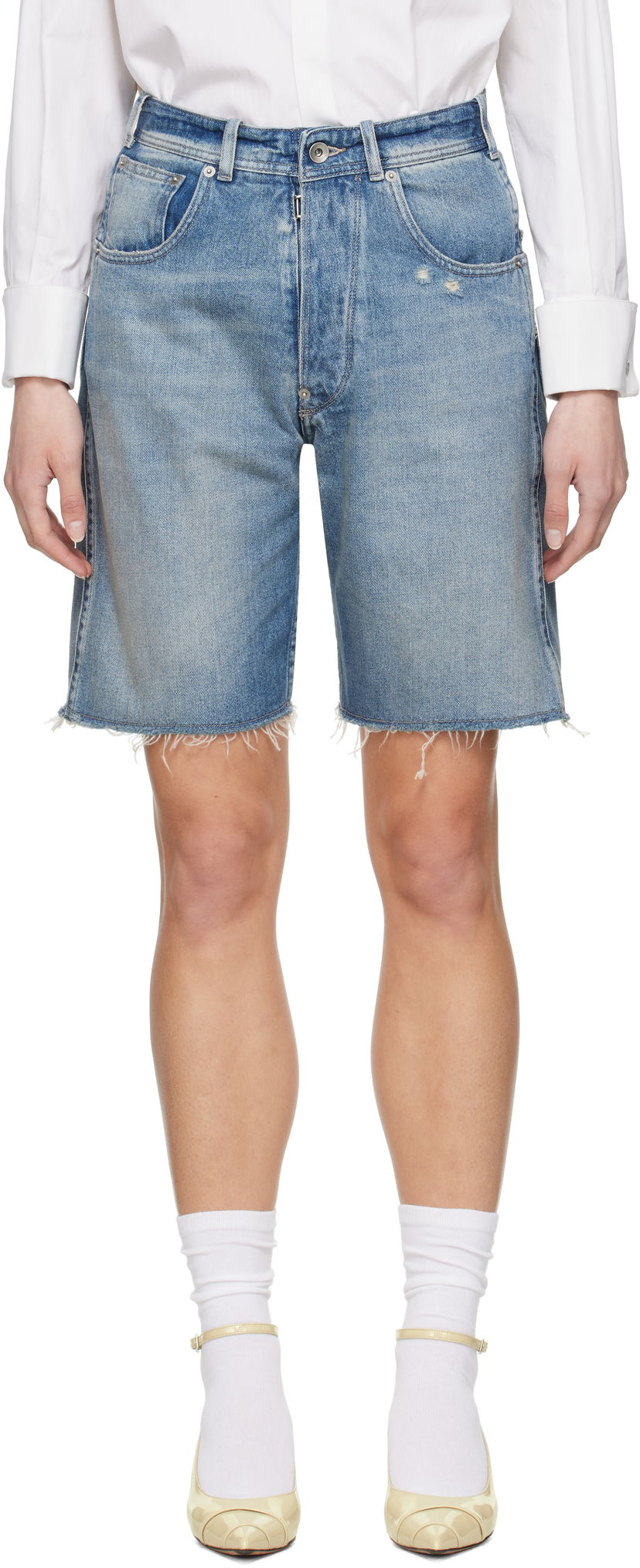 Shortsit Maison Margiela Maison Margiela Faded Denim Shorts Sininen | S50MU0086 S30383