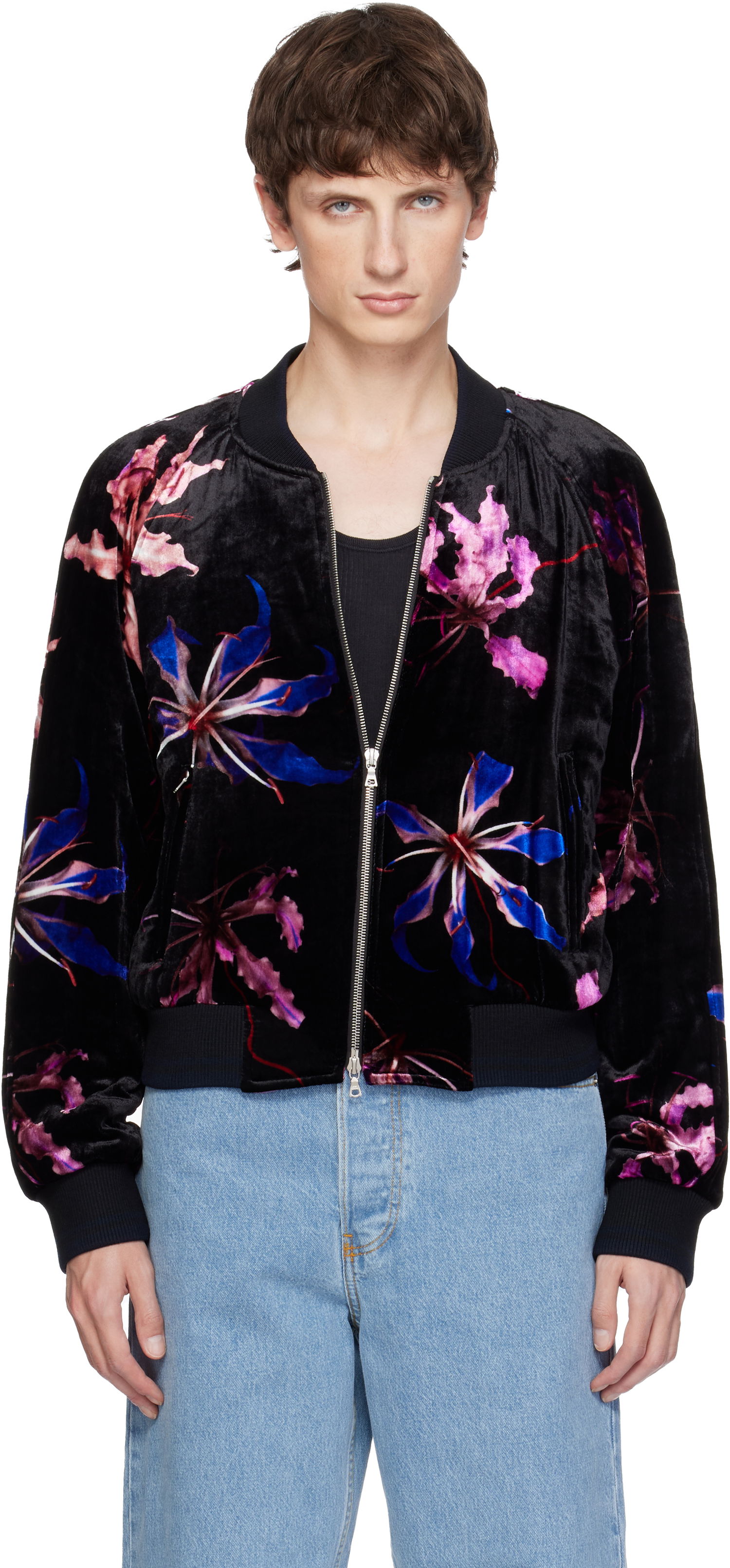 Bomber-takki Dries Van Noten Dries Van Noten Floral-print Velvet Bomber Jacket Monivärinen | 252-020523-2003, 0