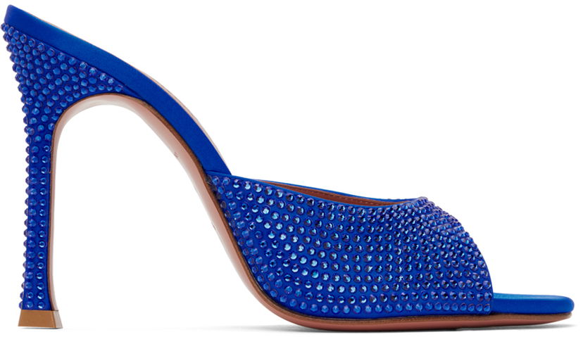 Asusteet Amina Muaddi Amina Muaddi Alexa Crystal Slipper 105 Heeled Sandals Sininen | ALEXA CRY SR SATIN