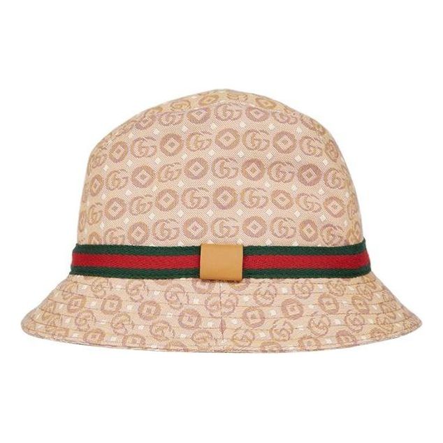 Hattu Gucci Gucci GG Canvas Bucket Hat with Web Beige | 4117903HAK89765