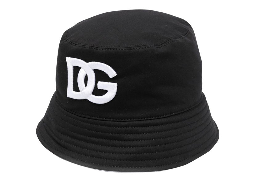 Hattu Dolce & Gabbana Embroidered DG Bucket Hat Black/White Musta | GH701ZFUFJV