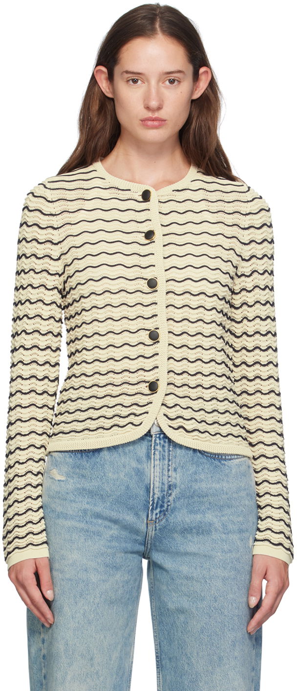Villapaita rag & bone rag & bone Elisa Wavy Knit Cardigan Beige | WAS24F068UG68