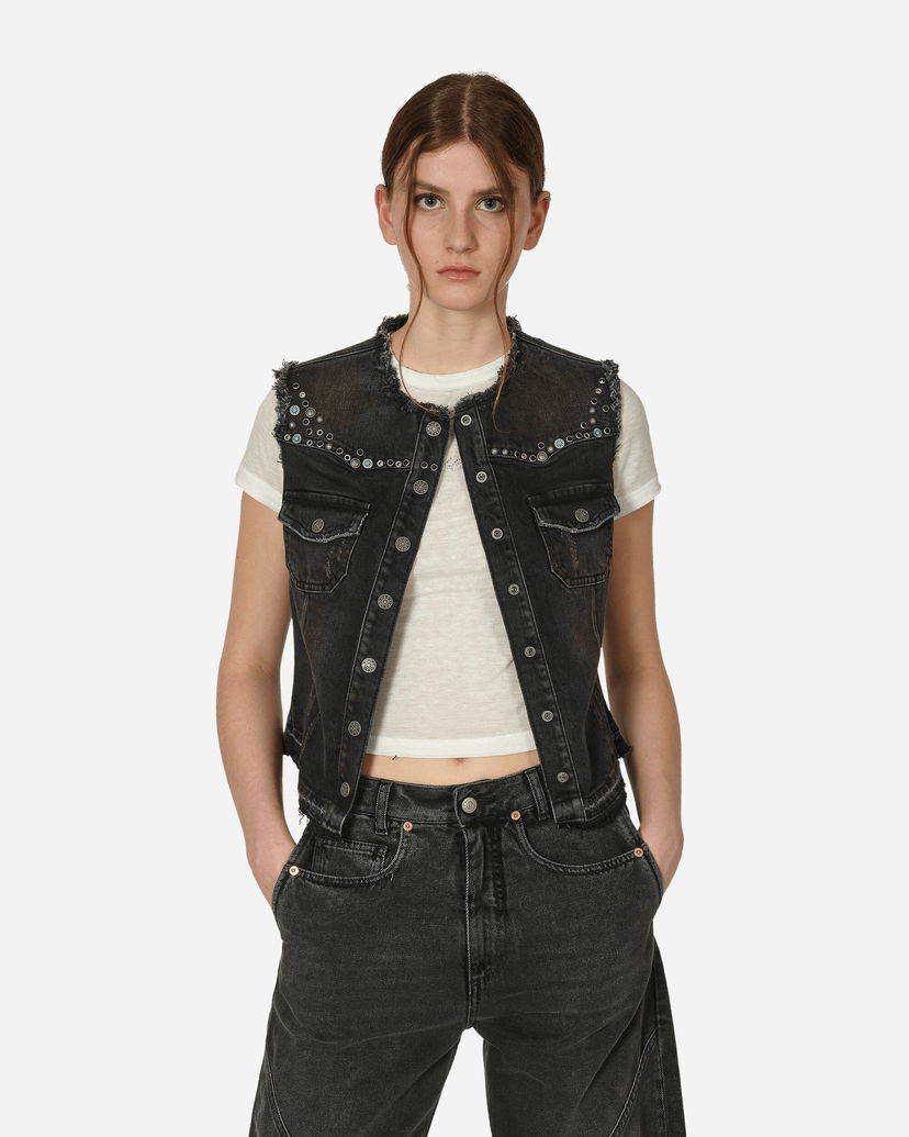 Liivi GUESS Western Denim Vest Used Black Wash Musta | W4GU37D5AK0 GUUB
