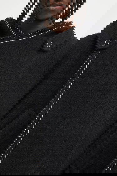 Takit ADER ERROR Wool Blend Hooded Coat with Contrast Stitching Musta | BO01FWCT0104BK, 3