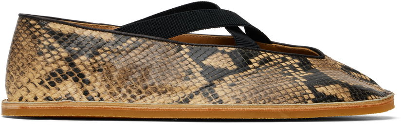 Mekko Dries Van Noten Dries Van Noten Leather Ballerina Flats Beige | MS251-1485