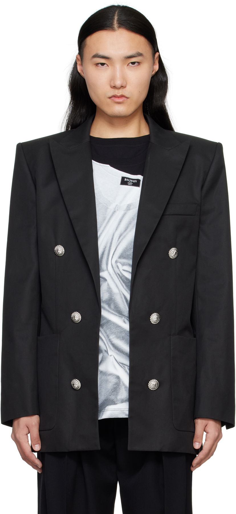 Takki Balmain Balmain Six-Button Blazer Musta | EH1SG165CF74