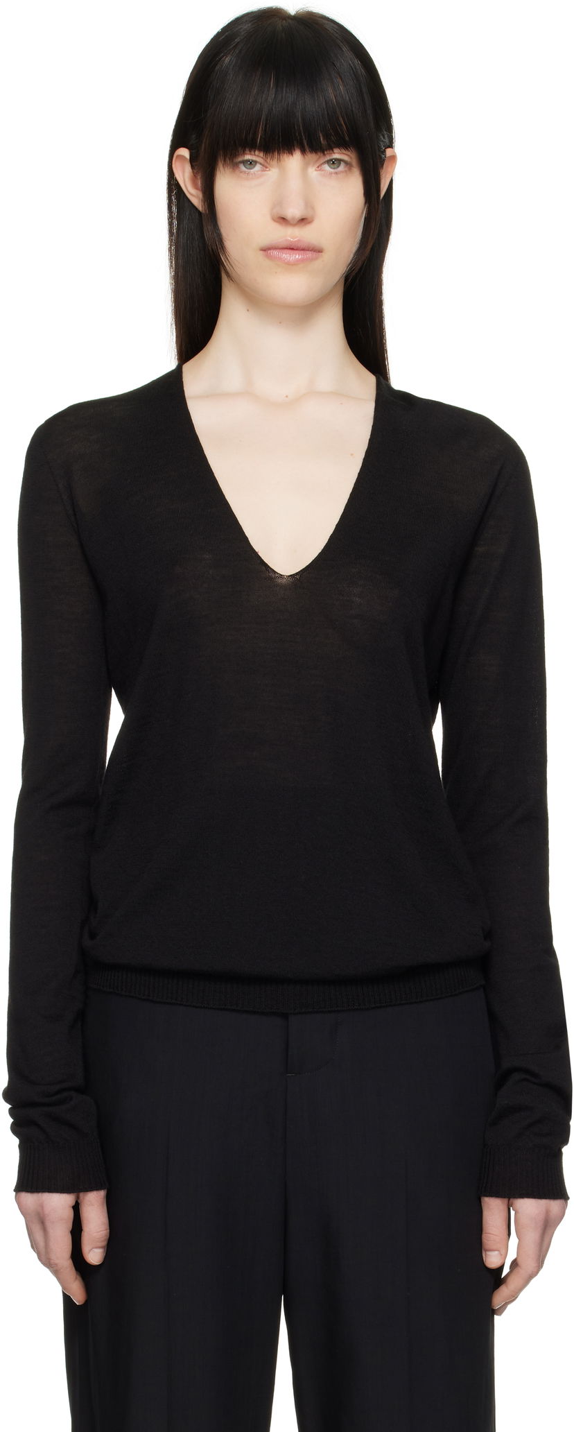 Villapaita Rick Owens Rick Owens Hollywood V-Neck Sweater Musta | RP01E7623 M