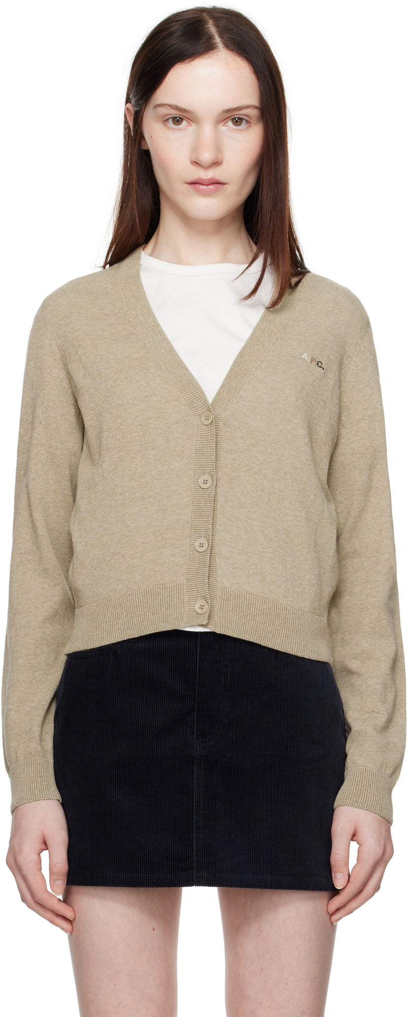 Villapaita A.P.C. Josephine Cropped Cardigan Beige | COEZJ-F22316