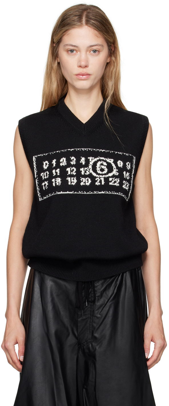 Liivi Maison Margiela MM6 Black Jacquard Logo Vest Musta | SH0FB0007 M13042