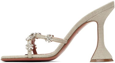 Asusteet Amina Muaddi Amina Muaddi Lily 95 Heeled Sandals Beige | LILY SLIPPER 95 CL CANVAS, 2