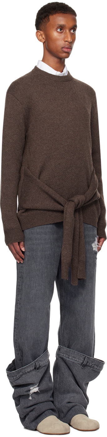 Villapaita JW Anderson JW Anderson Draped Tie-Front Sweater Ruskea | KW1263-YN0384, 1
