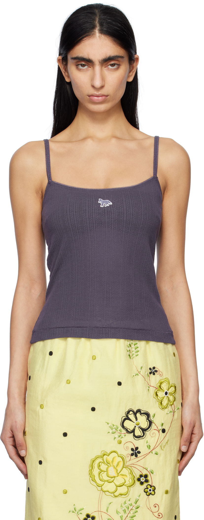 Tankkitoppi MAISON KITSUNÉ Maison Kitsuné Baby Fox Patch Ribbed Camisole Violetti | OW00608KA0027