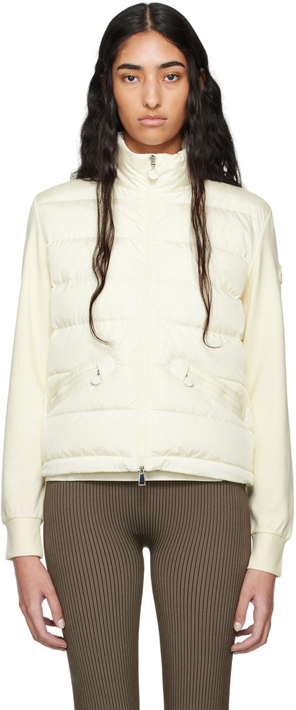 Villapaita Moncler Off-White Paneled Down Cardigan Valkoinen | J20938G0000389ALE
